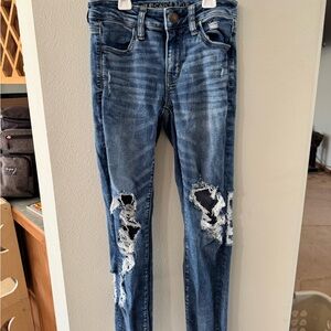 Blue Distressed Women's Jeans
